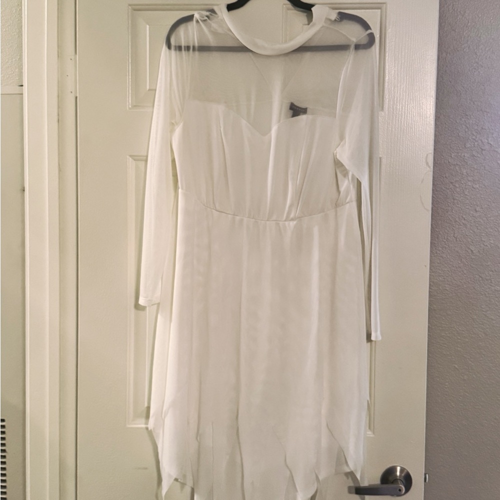 Torrid Sheer White Long Sleeve Dress
